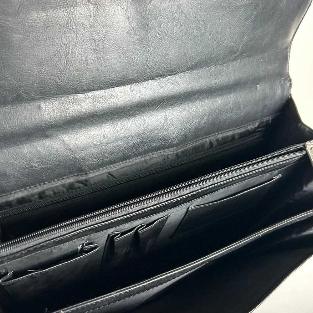 Kenneth Cole Midnight Black Leather Briefcase